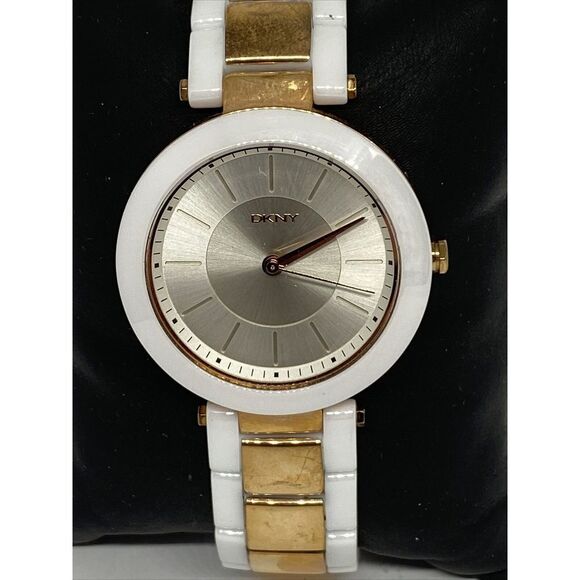 DKNY Stanhope NY-2290 Women\'s Two Tone Bracelet Analog Silver Dial Watch MP685 main image 4